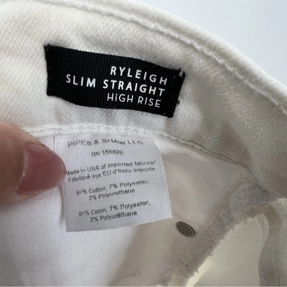 Veronica Beard Ryleigh Button Knee Rip High Rise Slim Straight Jeans White - Picture 6 of 7